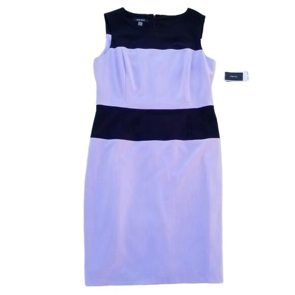 Sleeveless Colorblock Dress Stretch Lilac Purple Black Nine West Size 10 NWT - Picture 8 of 8
